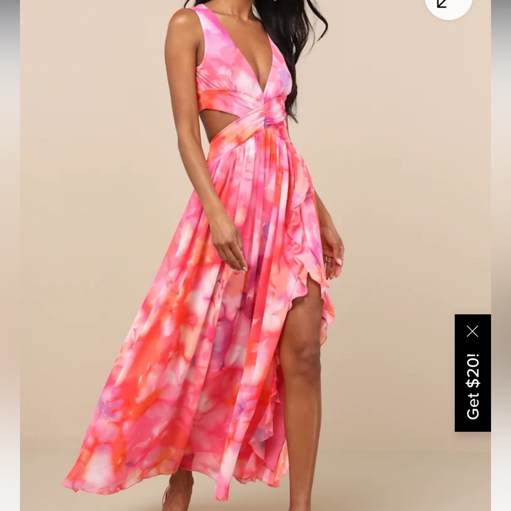 Lulu's Vibrant Pink and Orange High Low Dress